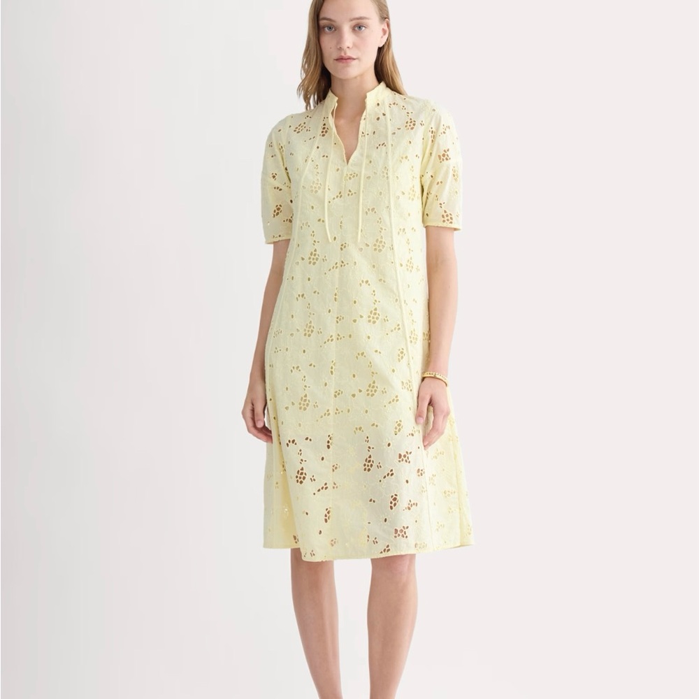 Everlane Pale Yellow Eyelet Midi Dress